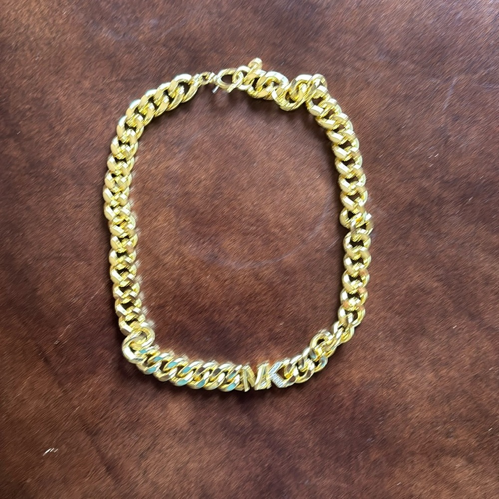 Michael Kors 14K Gold-Plated Statement Logo Collar Necklace NWOT